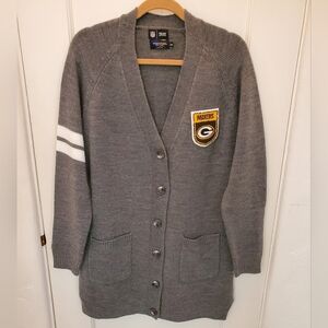 NFL Women's Gray Cardigan with Team Patch L/XL